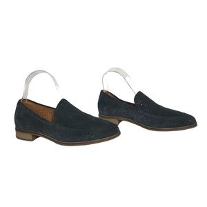 Clarks Collection Navy Blue Laser Cut Women’s Perforated Lace Loafer Shoes 7.5